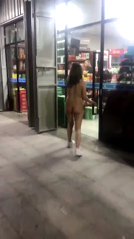 Nude Slut Craves Vodka in Public Store Flash 😈🍸