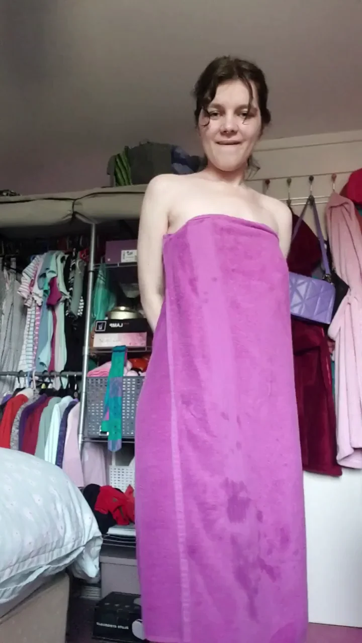 Towel Drop Tease from Hairy Teen Slut