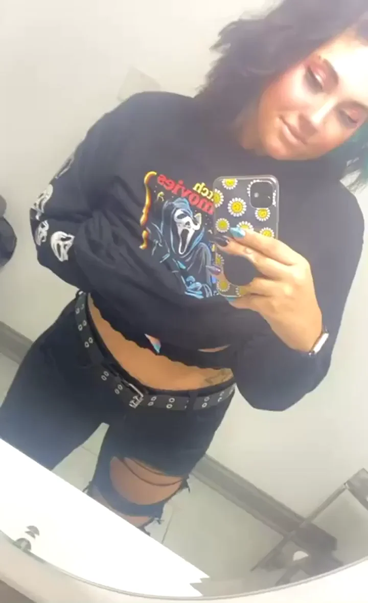 Goth MILF Teases Big Pierced Tits in Office Bathroom Fuck Invite