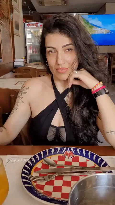 Slutty MILF Teases in Sheer Top at Restaurant ☕🔥 [GIF]