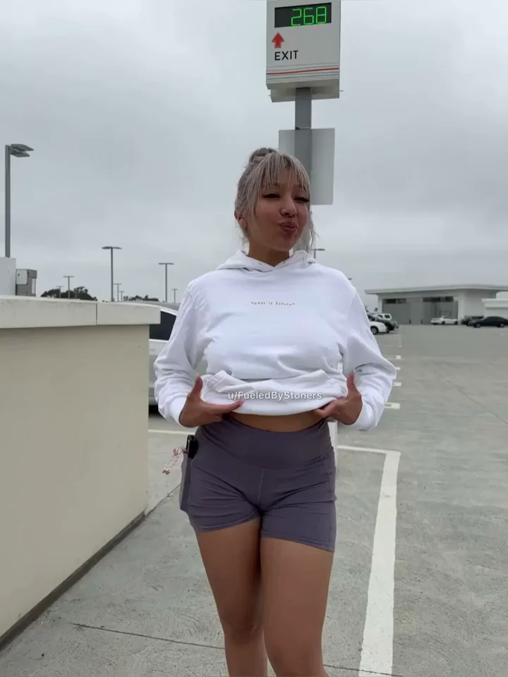 🔥 Latina Babe Flashes Massive Tits in Parking Lot Before Heading Home GIF 😈