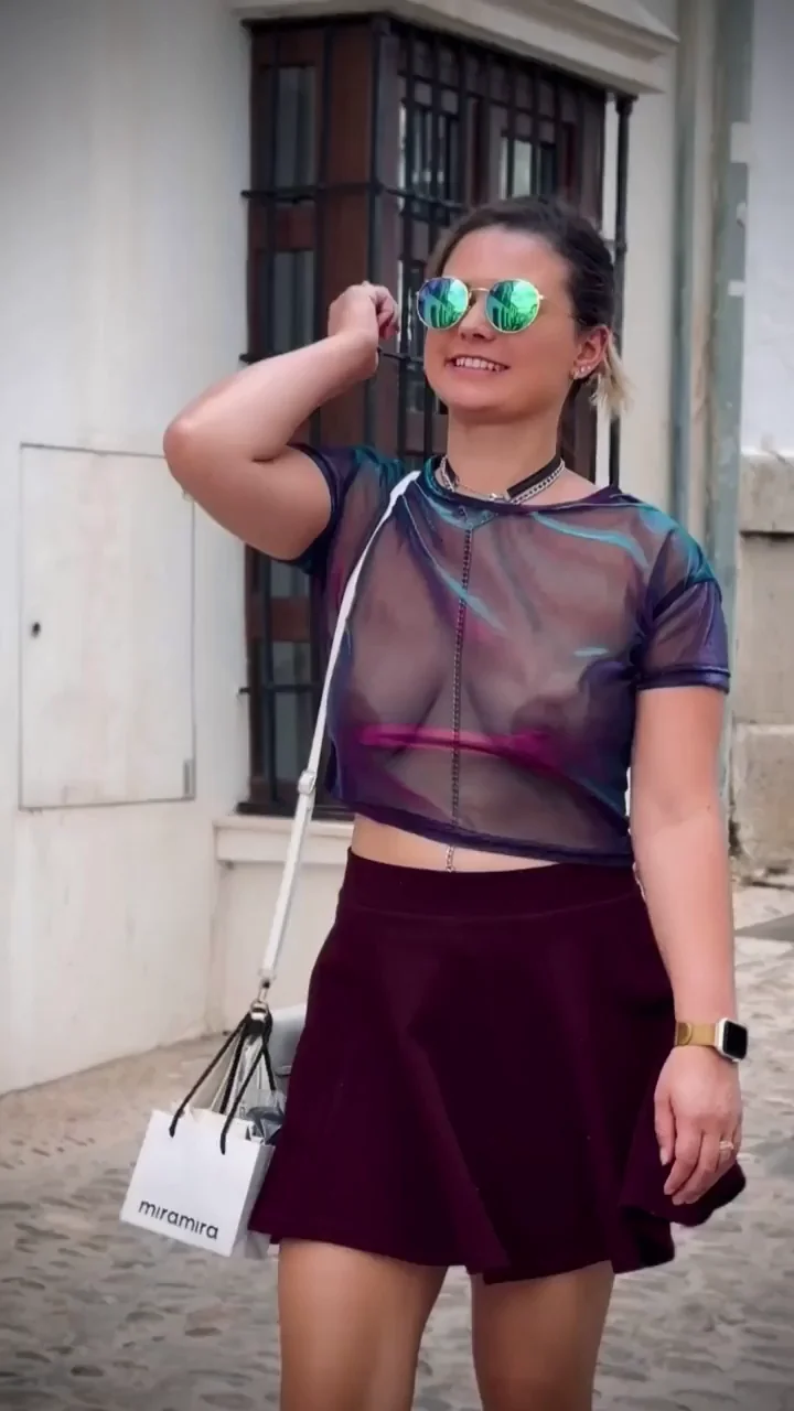 Sheer Slut Strolls: Bracing Nipples Tease City Streets