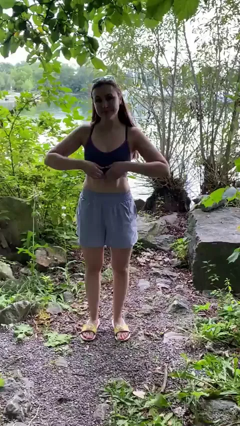 I went for a nature hike today and decided to lift my sports bra to flash the camera just because.