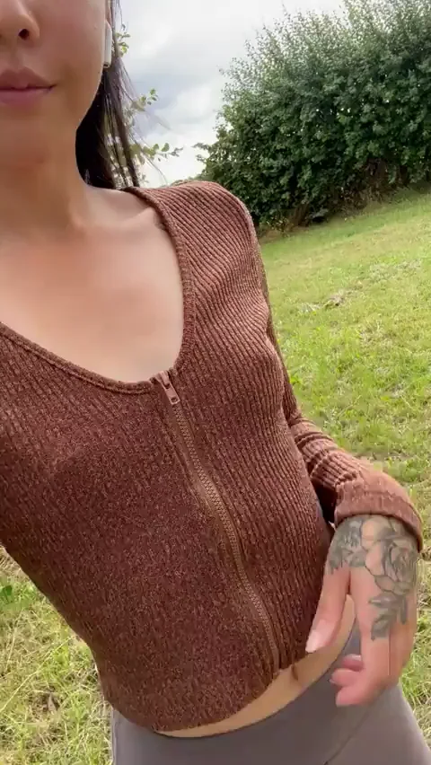 Exposing My Tiny AA Titties Outside 😈🌳