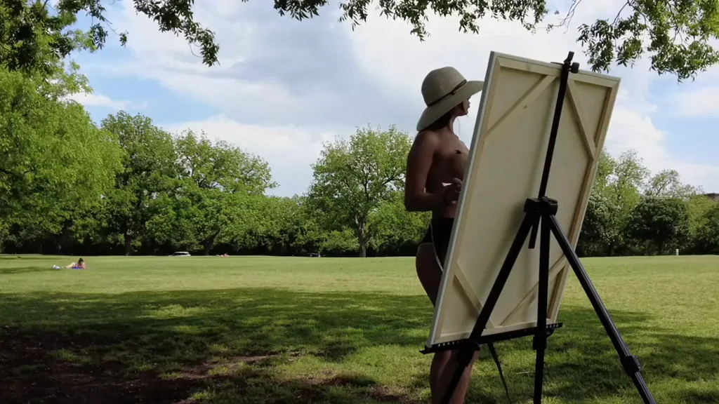 Little Topless Canvas Painting In The Park - Austin [f]