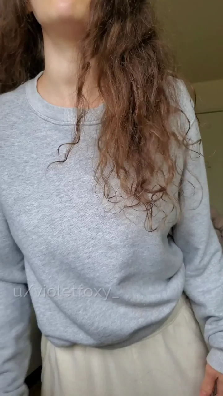 Sweatpants Tease: Fit Brunette Flashes Her Perky Naturals