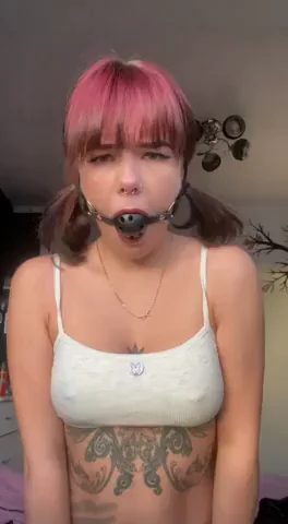 Pink-Haired Slut Begs for Gag Domination [F]