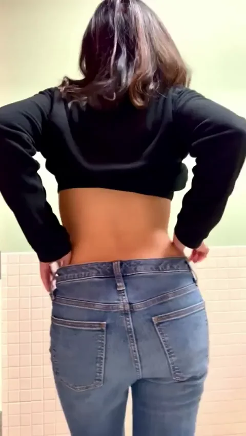 Revealing this tight booty in a coffee shop restroom, they say tight is right.