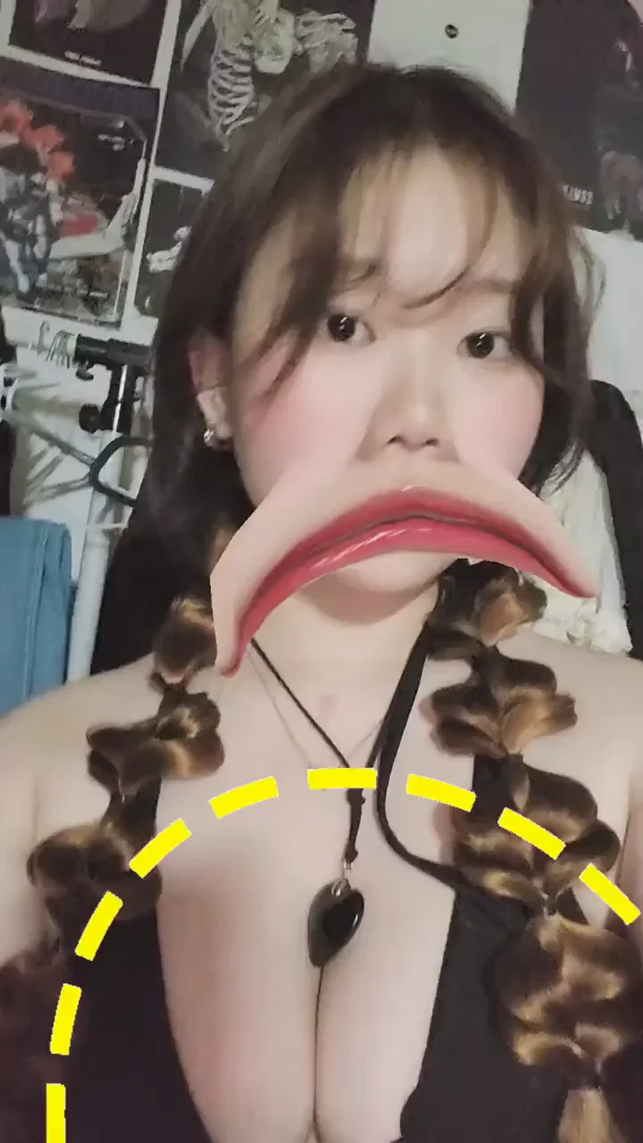 Asian Teen's Massive Tits and Ahegao Lip Play Tease