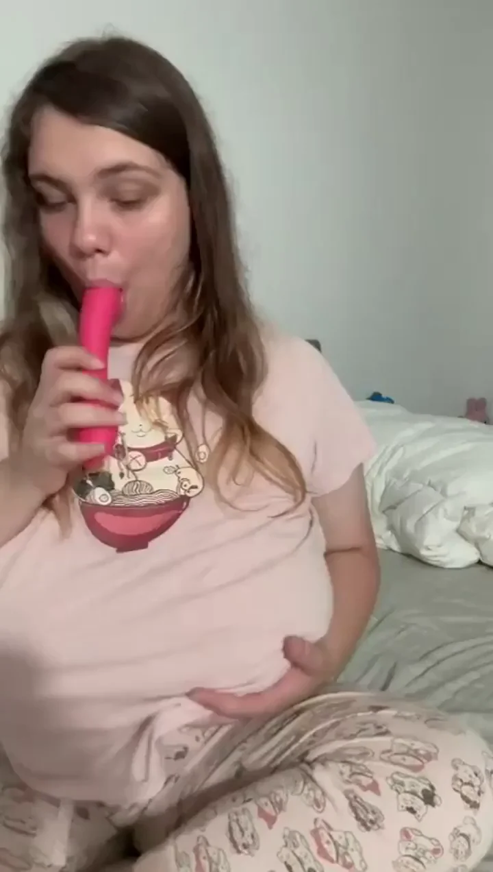 19yo Saggy-Tit Slut Begs to Ride: Pink Dildo Deepthroat Tease