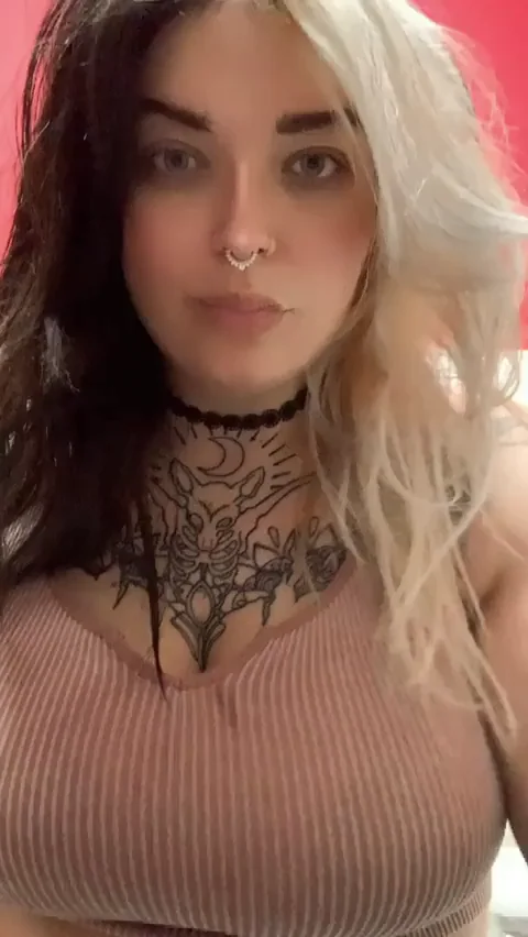 Bigtiddy Goth GF Flashes Massive Tits in Work Bathroom Tease