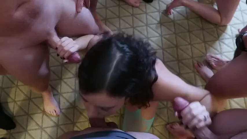13 cocks Vs. 2 blowbang sluts ;)