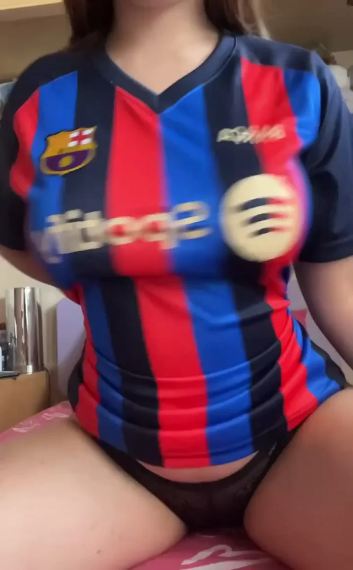 OC Slut Drops Massive Tits from Tight Barca Jersey